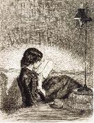 James Abbott McNeil Whistler Reading by Lamplight Germany oil painting artist